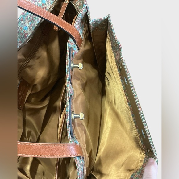 Patricia Nash Silvi Tote Coral Bouquet Floral Leather Trim Travel Work - Picture 14 of 16